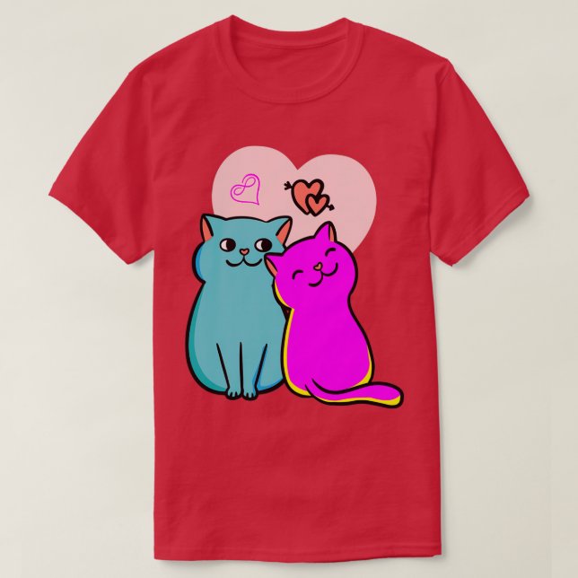 Camiseta gatos día de San Valentín (3) (Diseño del anverso)