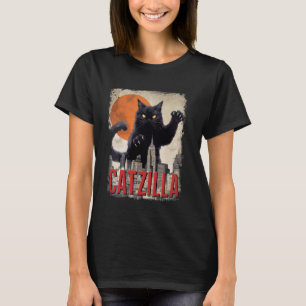 Camiseta Gatos divertidos Catzilla Arte japonés Regalos de