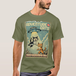 Camiseta Gatos divertidos cómic libro alienígena abducción 