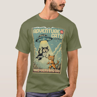 Camiseta Gatos divertidos cómic libro alienígena abducción 