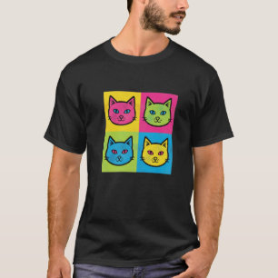 Camiseta Gatos divertidos de arte pop estilo retro para ama