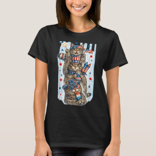 Camiseta Gatos divertidos de fiesta estadounidense vintage 