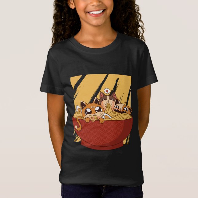 Camiseta Gatos divertidos de Ramen (Anverso)