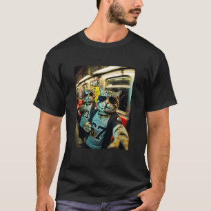 Camiseta Gatos Divertidos de Tren de Metro Arte Urbano Esti
