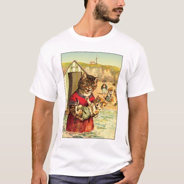 Camiseta Gatos divertidos en la playa - Louis Wain (Anverso)