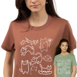 Camiseta Gatos Divertidos Garabatos