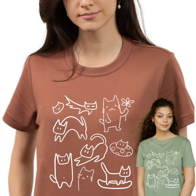 Camiseta Gatos Divertidos Garabatos  (Subido por el creador)