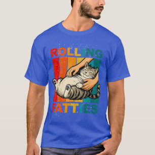 Camiseta Gatos Divertidos Gorditos Rodantes Dibujo Antiguo 