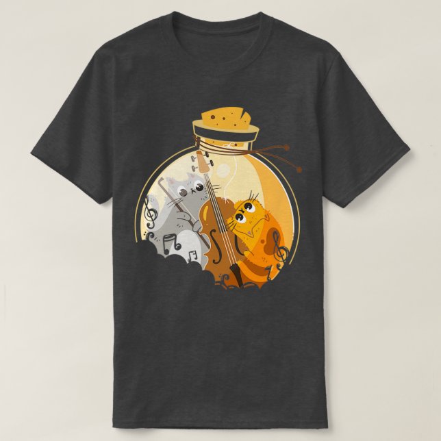Camiseta Gatos divertidos jugando al violín (Diseño del anverso)