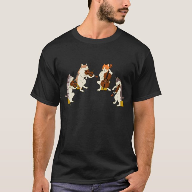 Camiseta Gatos divertidos jugando al violín Cello Music Cat (Anverso)