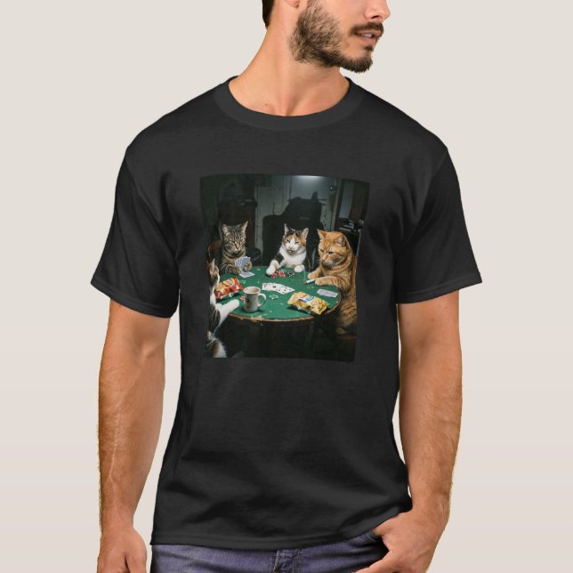 Camiseta Gatos Divertidos Jugando Póquer (Anverso)
