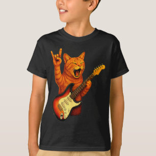 Camiseta Gatos Divertidos Tocando Guitarra Regalos De Rock