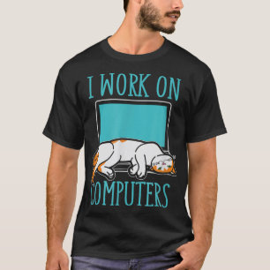 Camiseta Gatos divertidos y computadoras Portátil para aman