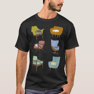 Camiseta Gatos durmiendo en sillas modernas de mediados del