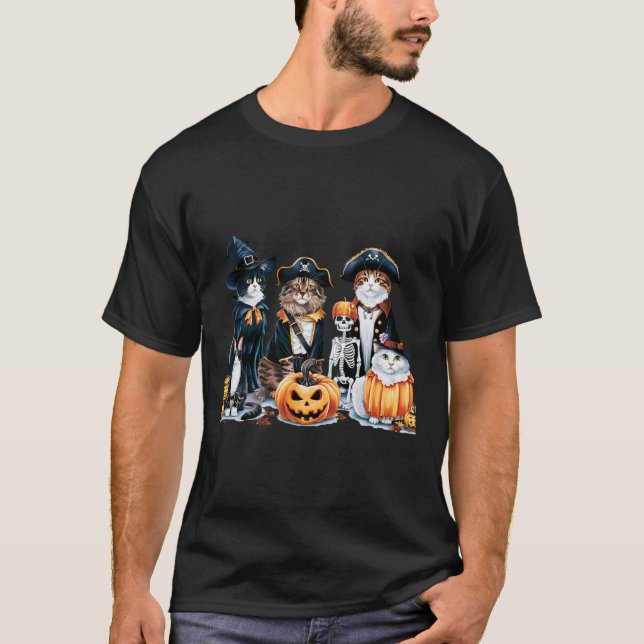 Camiseta Gatos En Disfraces Caen Temporada Halloween Fun Ca (Anverso)
