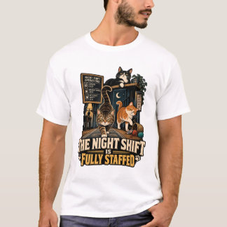 Camiseta Gatos En El Turno De Noche
