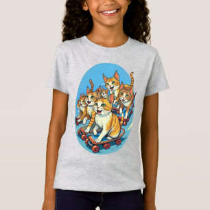 Camiseta Gatos en monopatín en movimiento