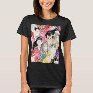 Camiseta Gatos en Multicolor