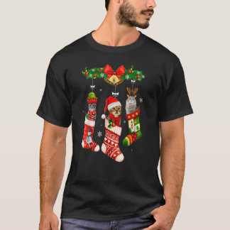 Camiseta Gatos en Pijama de Calcetín de Navidad Vacaciones