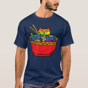 Camiseta Gatos en Ramen Anime alimentan a LGBTQ Gay Bandera