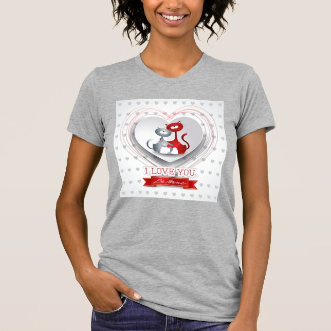 Camiseta Gatos enamorados del corazón (Anverso)