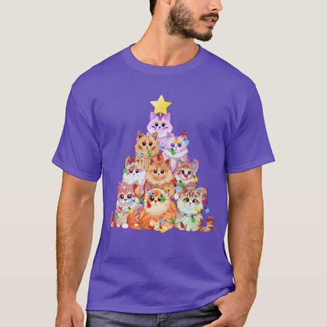 Camiseta Gatos enredados en Navidades iluminan a Navidades  (Anverso)