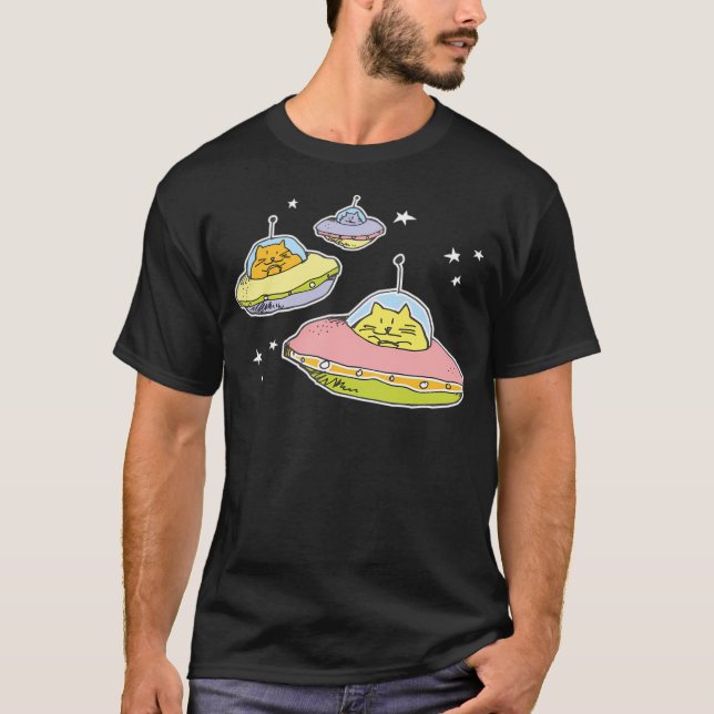 Camiseta Gatos espaciales en el espacio Transazul (Anverso)