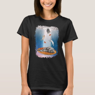 Camiseta Gatos Espaciales Gatos De OVNI Pizza Gato Galaxia 