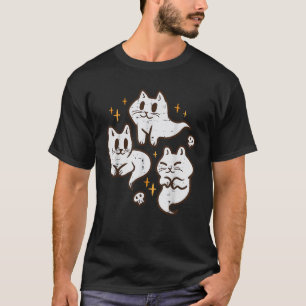 Camiseta Gatos Espeluznantes Fantasmas Halloween Retro Vint