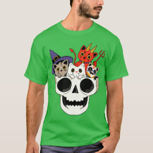 Camiseta Gatos espeluznantes y calavera