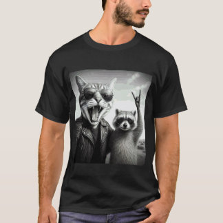 Camiseta Gatos estrella de rock selfies mapaches regalos de