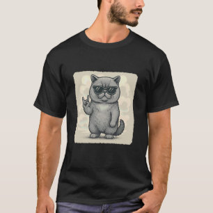Camiseta Gatos Exóticos de Pelo Corto Gafas de Sol Música R