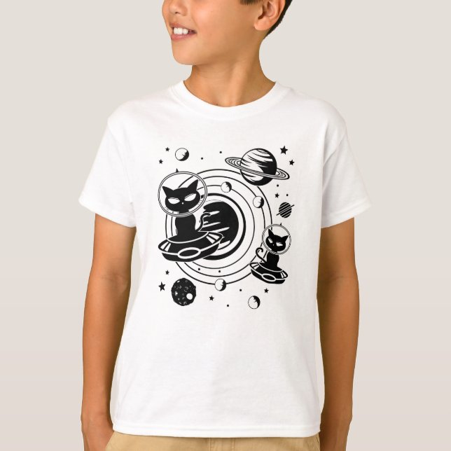 Camiseta Gatos extranjeros gatos Ufo Espacio Mascotas de ga (Anverso)