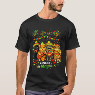 Camiseta Gatos felices cinco de mayo divertida fiesta mexic
