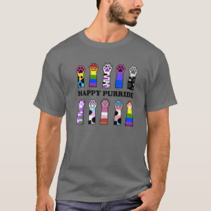 Camiseta Gatos Felices Purride Patas LGBT Arcoíris Orgullo 