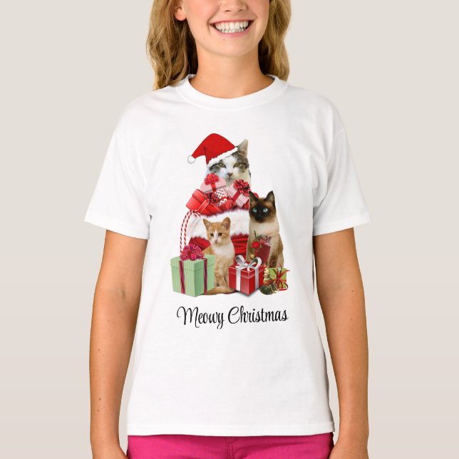 Camiseta Gatos Feliz Navidad  (Anverso)