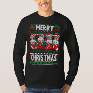 Camiseta Gatos Feliz Navidad dentro de la Media de Navidad