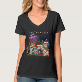 Camiseta Gatos Feliz Navidad Luz