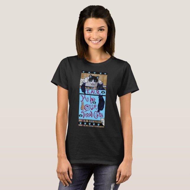 Camiseta Gatos Ferales TNR- Trampa, Neutro, Liberar - Camis (Anverso completo)