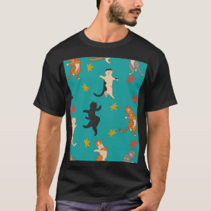 Camiseta Gatos, follaje otoñal, lindo patrón