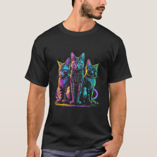 Camiseta Gatos Futuristas Lindo Animal Esotérico Mascota Il