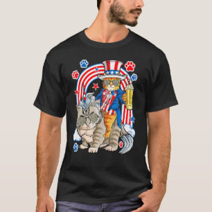 Camiseta Gatos Gafas 4 De Julio Y Meowica Unicornio Con D