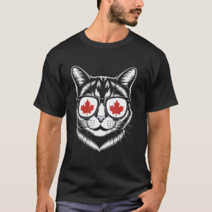 Camiseta Gatos Gafas de sol Bandera de Canadá Divertido Can