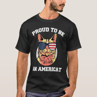 Camiseta Gatos Gafas De Sol Bandera De Ee. Uu. Orgulloso De