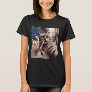 Camiseta Gatos Gánster Gatos Callejeros Selfie Meme Diverti