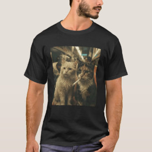 Camiseta Gatos Geniales Fumando en Estética Retro de Subway