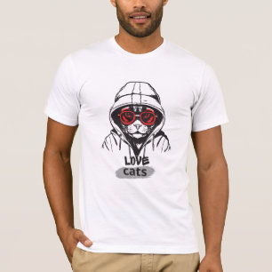 Camiseta Gatos Geniales Gráficos – Gato Elegante con Gafas 