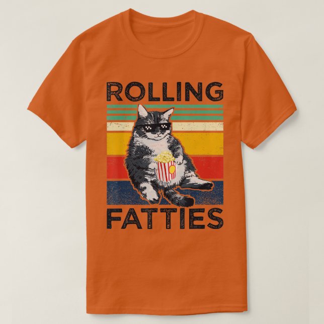Camiseta gatos grasos rodante gato estilo Lazy gatos gato t (Diseño del anverso)
