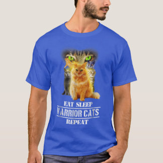 Camiseta Gatos guerreros del sueño de comer repiten a los c