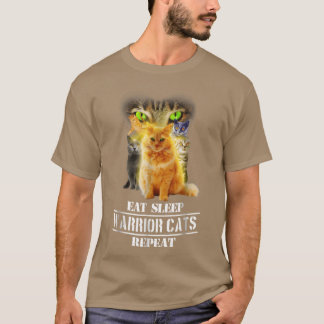 Camiseta Gatos guerreros del sueño de comer repiten a los c